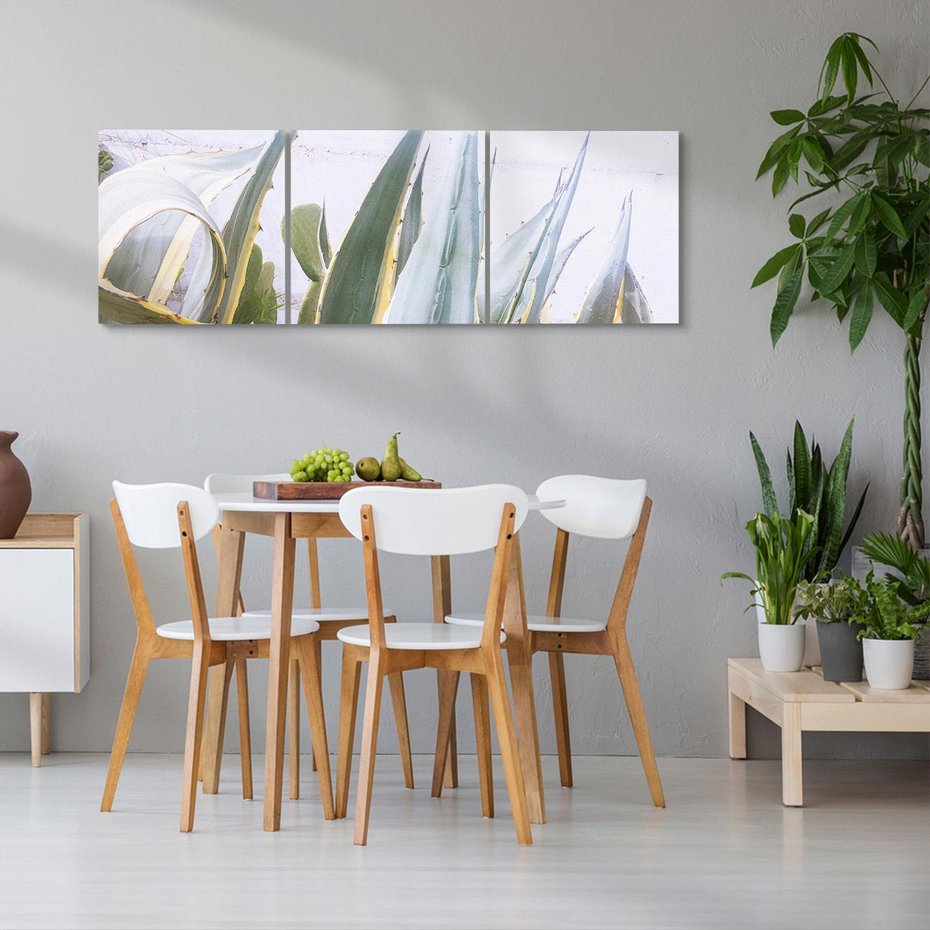 Obraz na płótnie 90x30 - Sukulentowe liście - liście, sukulenty