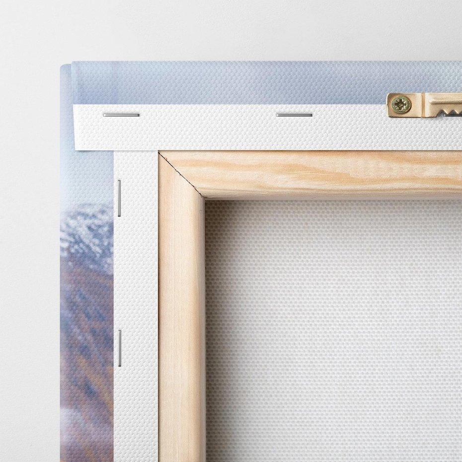 Obraz na płótnie 50x50 - Jeleń w Uśpionym Krajobrazie - jeleń na tle gór, ośnieżone góry