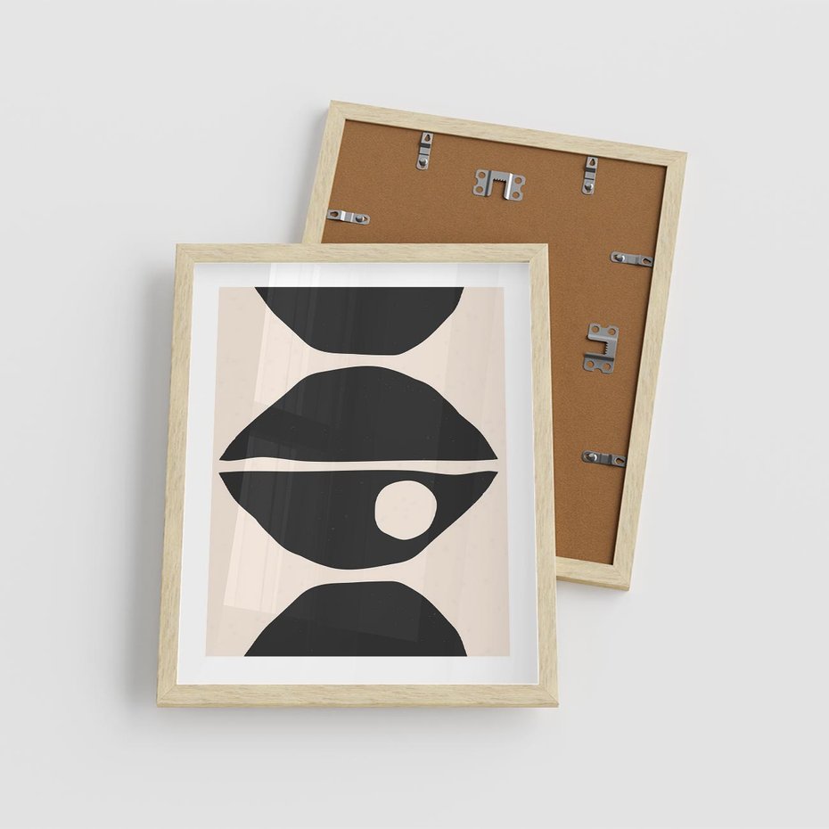 Plakat w ramie 40x50 - Nowoczesna Sztuka na Beżowym Tle - nowoczesna sztuka, abstrakcja - rama drewno