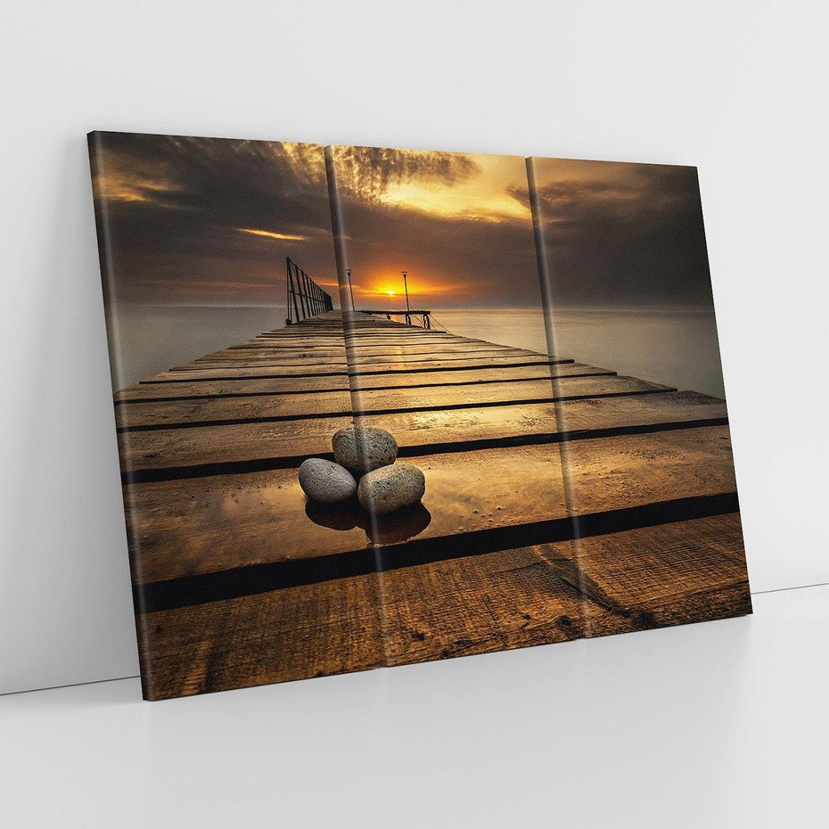 Obraz na płótnie 120x80 - Zachód Słońca nad Molo: Magia Morza - zachód, słońca