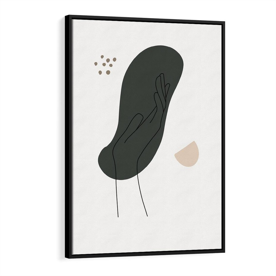 Obraz w ramie 70x100 - Tajemnicze Impulsy - szkic jedną linią, one lone - rama czarna