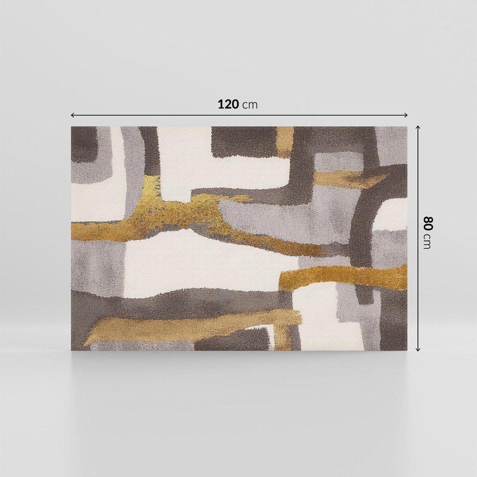 Obraz na płótnie 120x80 - Szaro-złote Wibracje - abstrakcyjne kształty, szerokie linie