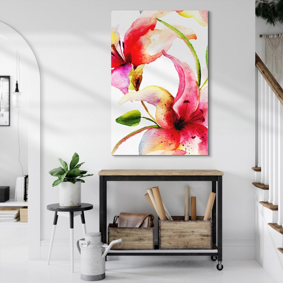 Obraz na płótnie 70x100 - Kwiaty w akwareli - delikatne piękno - kwiaty, akwarela