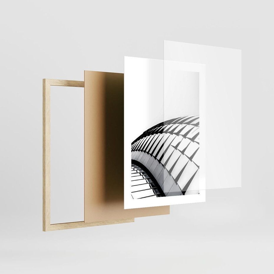 Plakat w ramie 30x40 - Dynamiczne Kształty - architektura, obłe kształty - rama drewno