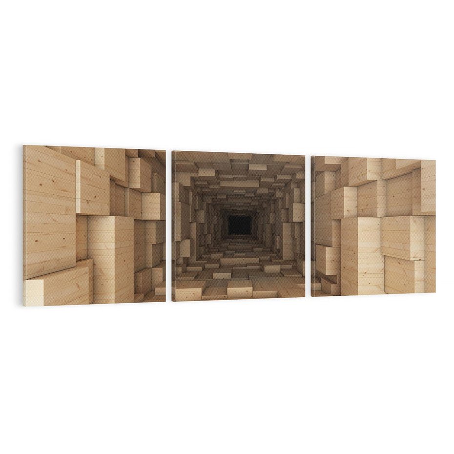 Obraz na płótnie 90x30 - Abstrakcyjny 3D tunel: Podróż w głębię - 3D, tunel
