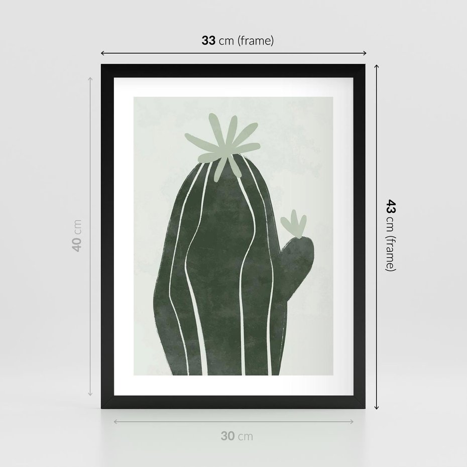 Plakat w ramie 30x40 - Zieleń Inspirującego Życia - zielony plakat, minimalizm - rama czarna