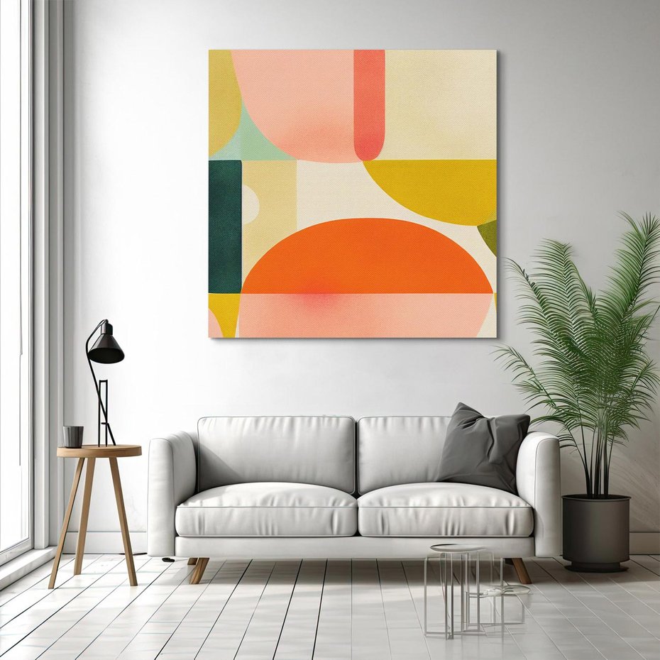 Obraz na płótnie 40x40 - Eklektyczne Oblicza - geometryczne kolorowe kształty, eksplozja kolorów