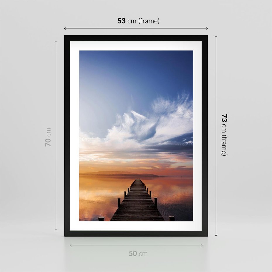 Plakat w ramie 50x70 - Magia Chwili - pomost, zachód - rama czarna