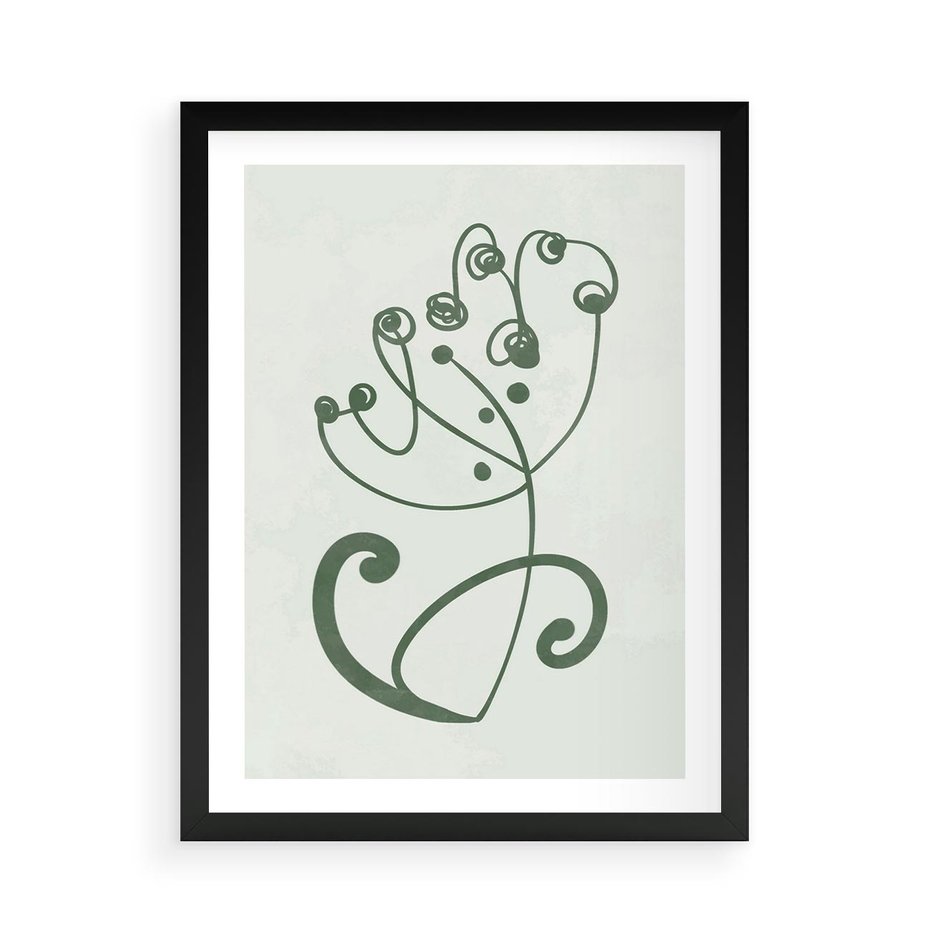 Plakat w ramie 50x70 - Zieleń Wyjątkowego Ukojenia - zielony odcień, abstrakcja - rama czarna