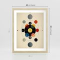 Plakat w ramie 40x50 - Bezgraniczny Taniec Światła - abstrakcyjna geometryczna kompozycja, koła linie - rama drewno