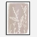 Obraz w ramie 50x70 - Roślinne Przeniknięcia - nowoczesny subtelny plakat, beżowy - rama czarna