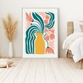 Obraz w ramie 80x120 - Kolorowe Pasmo - abstrakcyjne kwiaty w wazonie, pdastelowe kolory - rama biała