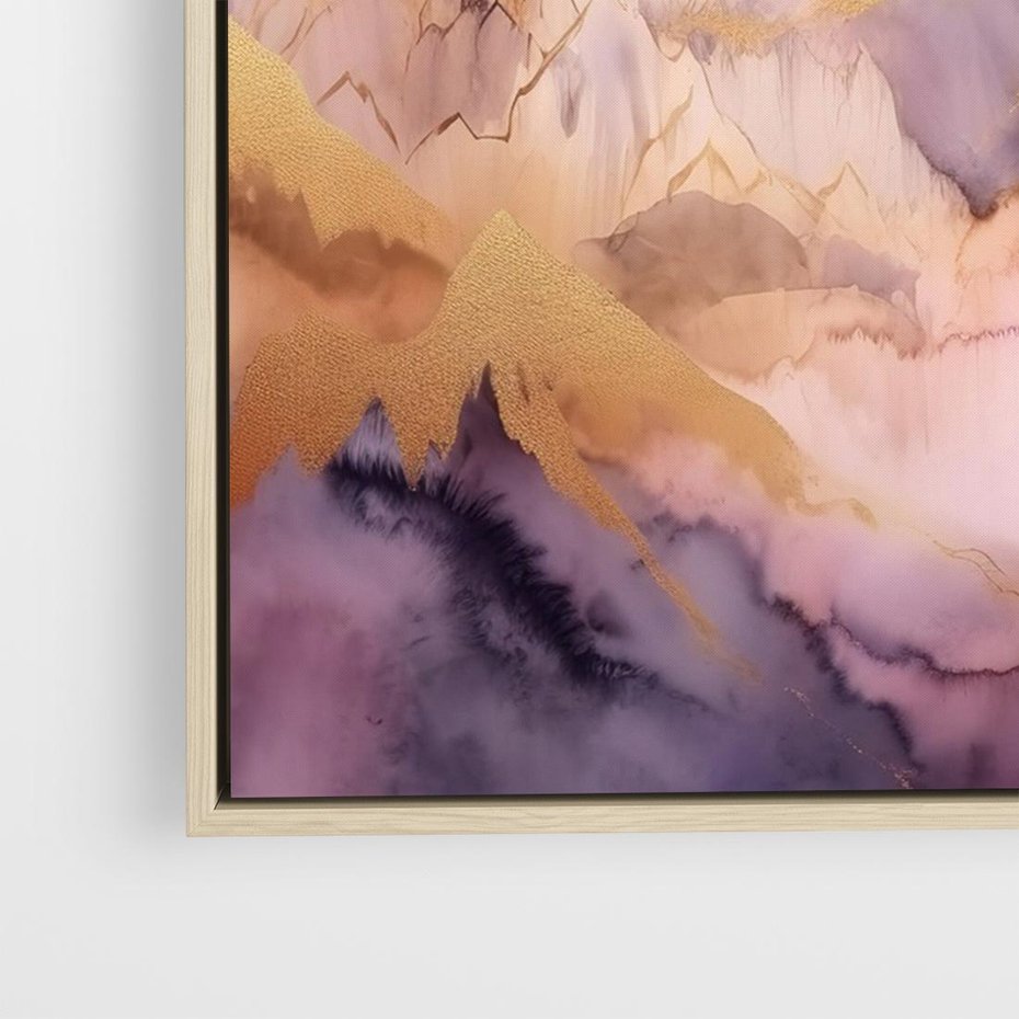 Obraz w ramie 120x80 - Pastelowe Wzgórza - pastelowe, różowe góry - rama drewno