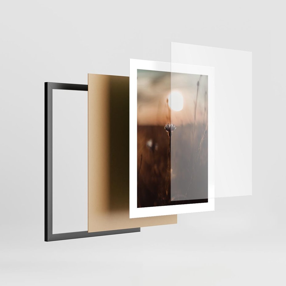 Plakat w ramie 30x40 - Spokój łąki pod zachodem słońca - zachód, słońca - rama czarna