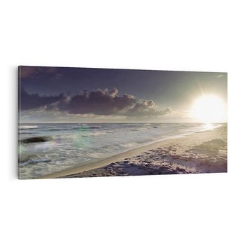 Obraz na płótnie 140x70 - Plaża Morza i Zachód Słońca - plaża, morze