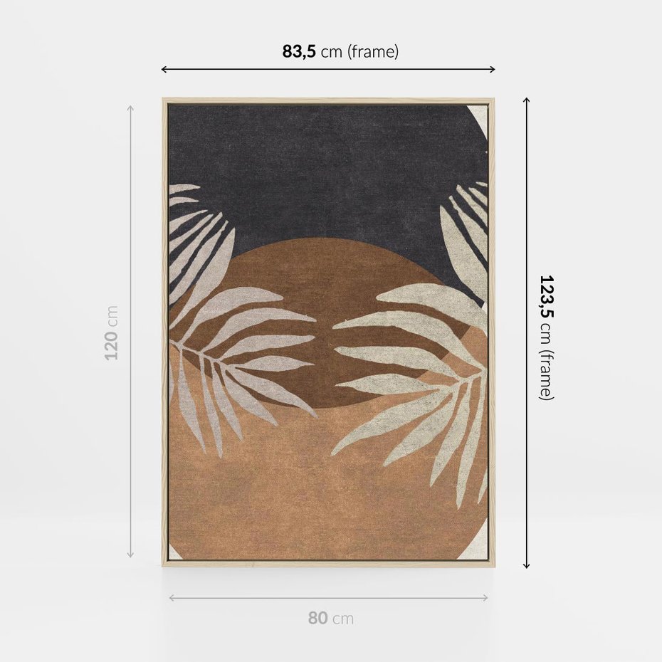 Obraz w ramie 80x120 - Kompozycje ukrytych myśli - symetria, dwa koła po środku - rama drewno