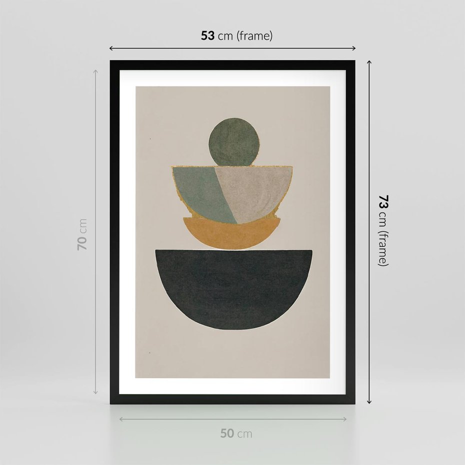 Plakat w ramie 50x70 - Podróżne Refleksyjne Odbicia - abstrakcyjny obraz, kolory ciepłe - rama czarna