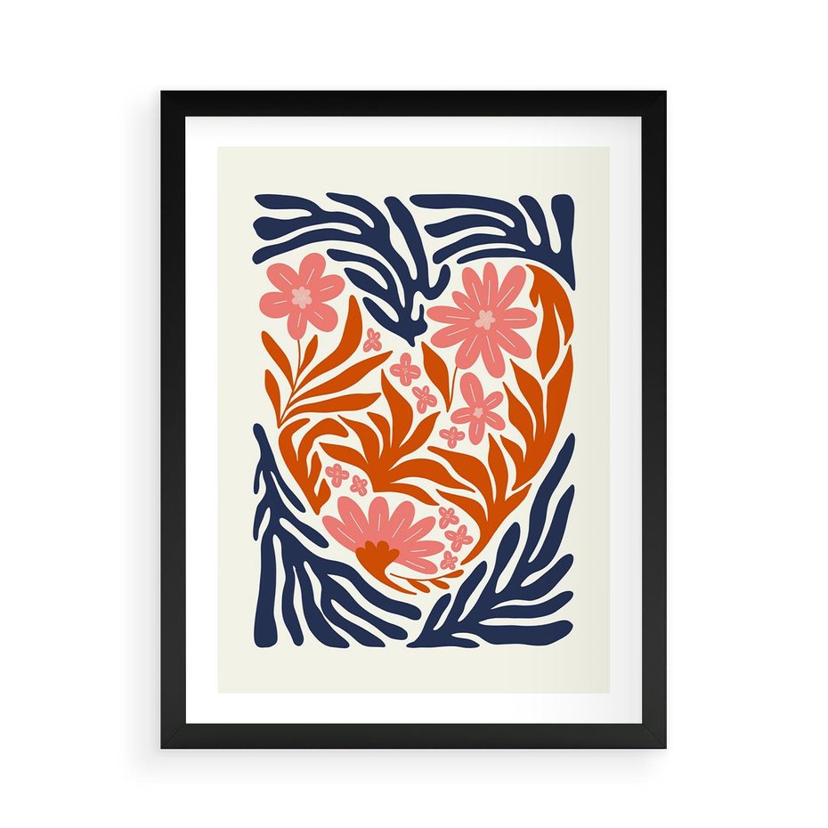 Plakat w ramie 50x70 - Kwiatami Splecione - kwiaty, nowoczesny plakat - rama czarna