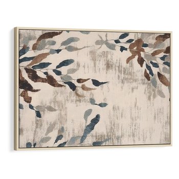 Obraz w ramie 120x80 - Refleksje liściowych barw - abstrakcyjne kształty, przypominają liście - rama drewno