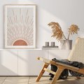 Plakat w ramie 30x40 - Słońce w Stylu Boho - słońce, grafika boho - rama drewno