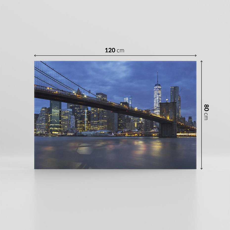 Obraz na płótnie 120x80 - Mosty Manhattanu nocą - most, Nowy Jork