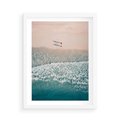 Plakat w ramie 50x70 - Turkusowe Uroki - niebieskie turkusowe morze, plaża - rama biała