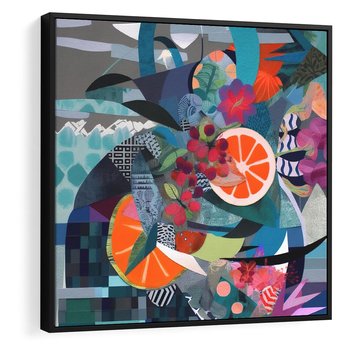 Obraz w ramie 50x50 - Migocące Widoki Harmonii - abstrakcyjny obraz, jak picasso - rama czarna