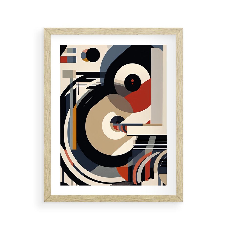 Plakat w ramie 40x50 - Wibracje Marzeń - abstrakcyjny obraz, geometryczne koła - rama drewno