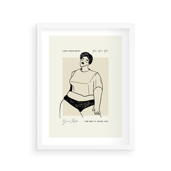 Plakat w ramie 50x70 - Elegancja Kobiecej Formy - nowoczesna sztuka kobieca, plakat - rama biała