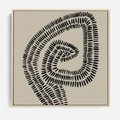 Obraz w ramie 50x50 - Nowoczesne Spektrum Wyobraźni - boho plakat, czarne kropki kreski - rama drewno