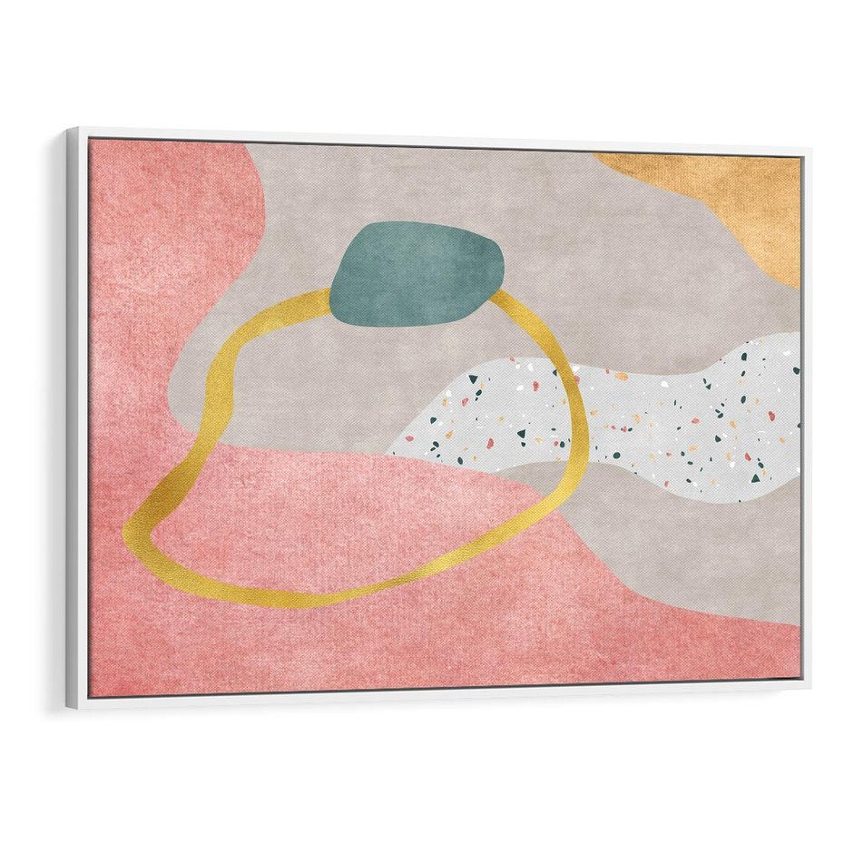 Obraz w ramie 120x80 - Ekspresja w ruchu pędzla - abstrakcja, połączenie kształtów - rama biała