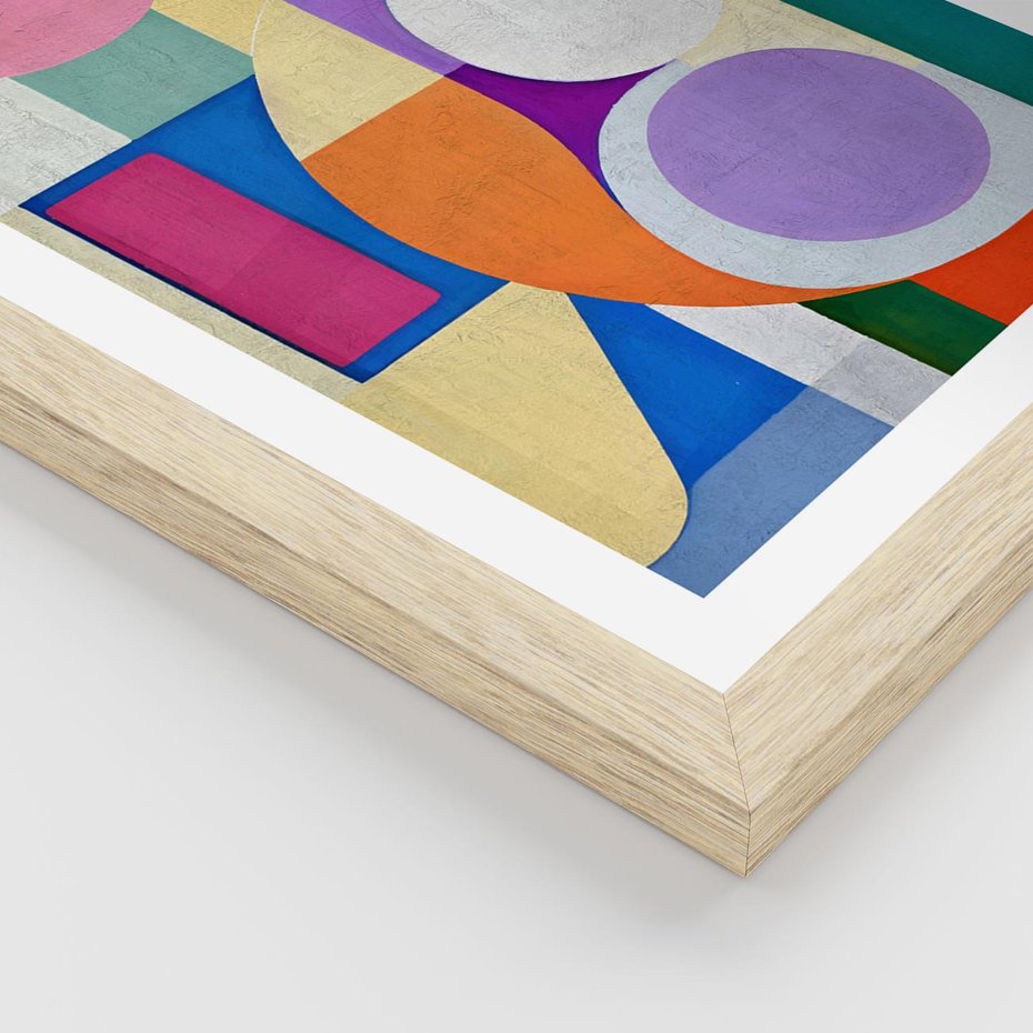 Plakat w ramie 40x50 - Migotliwe Impulsy Dźwięku - różne geometryczne formy, koła - rama drewno