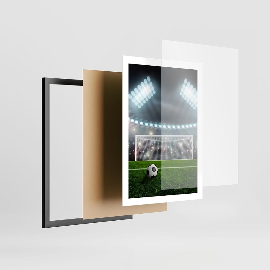Plakat w ramie 50x70 - Strzał do bramki - piłka, nożna - rama czarna
