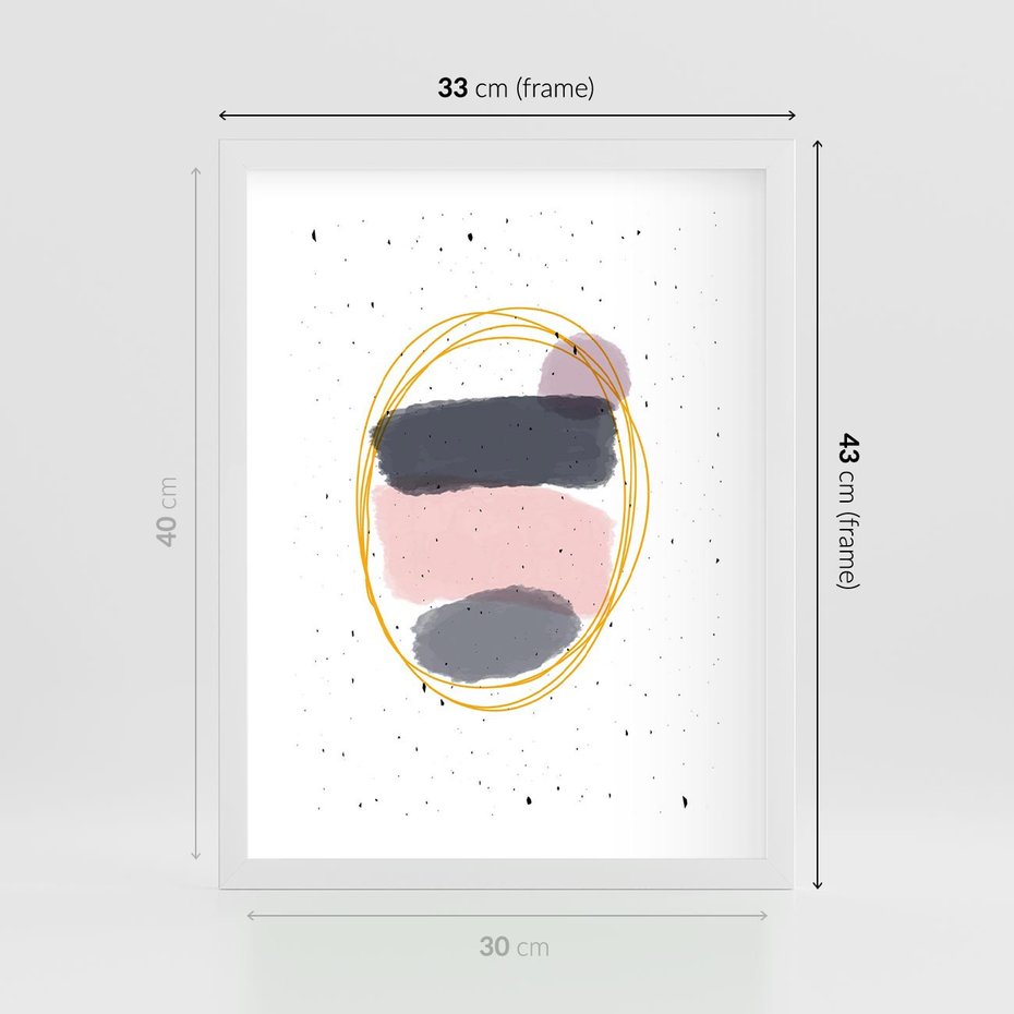 Plakat w ramie 30x40 - Migocące Odbicia - abstrakcyjna kompozycja, jak ręcznie malowana - rama biała