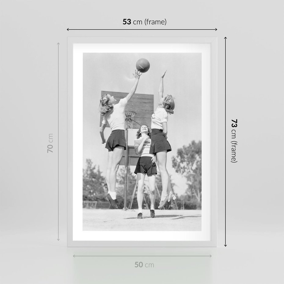 Plakat w ramie 50x70 - Sport to Zdrowie - retro zdjęcie, czarno białe - rama biała