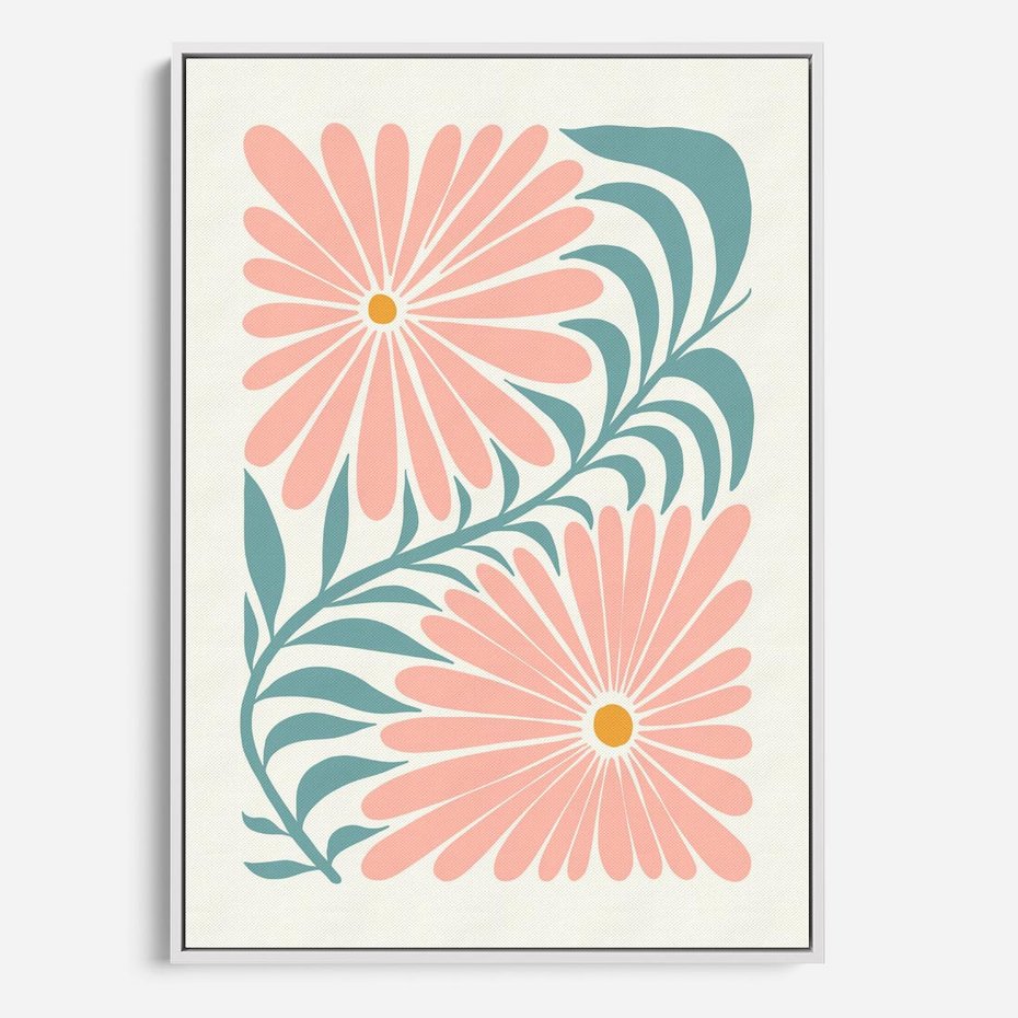 Obraz w ramie 50x70 - Kształtując Marzenia - kwiaty, sztuka nowoczesna - rama biała