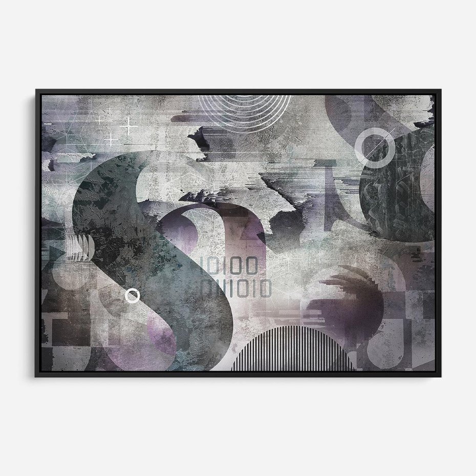 Obraz w ramie 100x70 - Nocne opowieści w barwach - typografia, abstrakcja - rama czarna