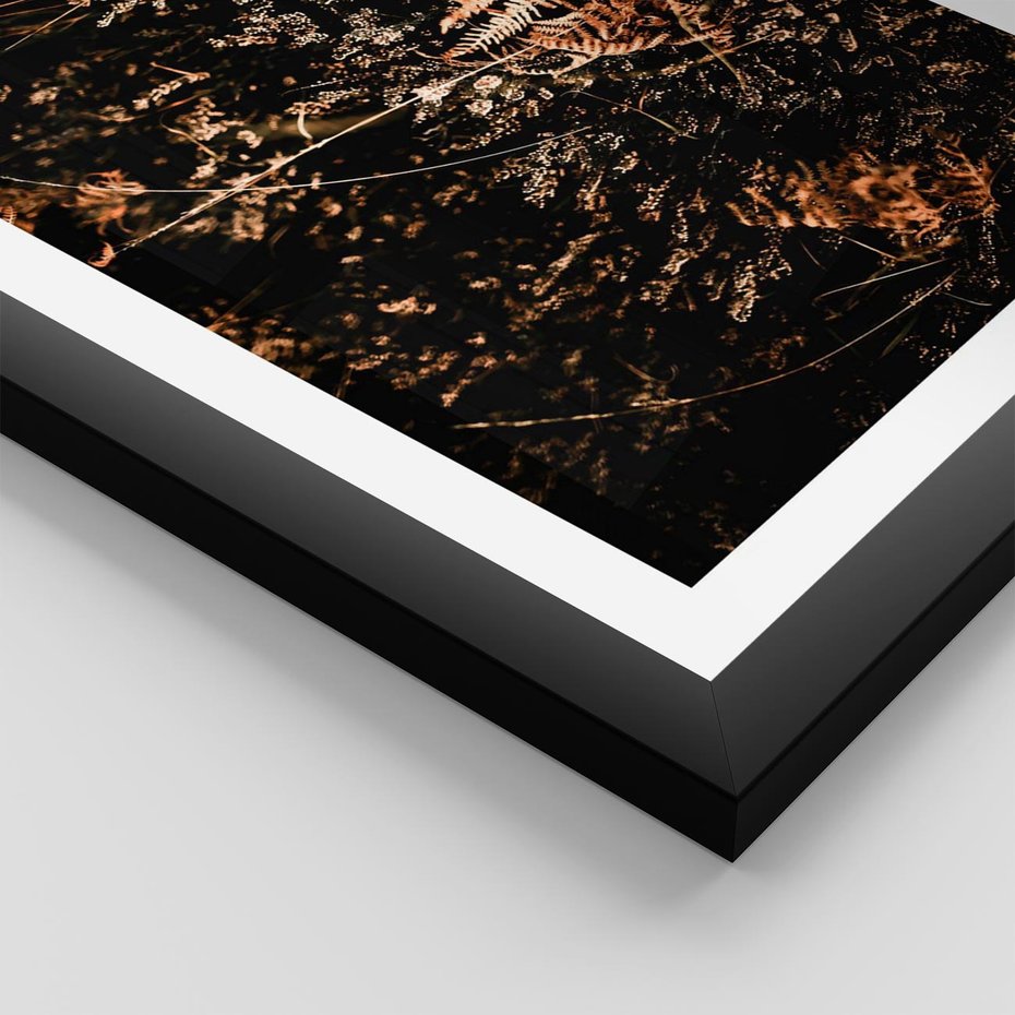 Plakat w ramie 50x70 - Jesienna Melodia - suche trawy, paprocie - rama czarna