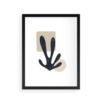 Plakat w ramie 30x40 - Granatowa Odsłona - minimalistyczna nowczesna grafika, styl matisse - rama czarna