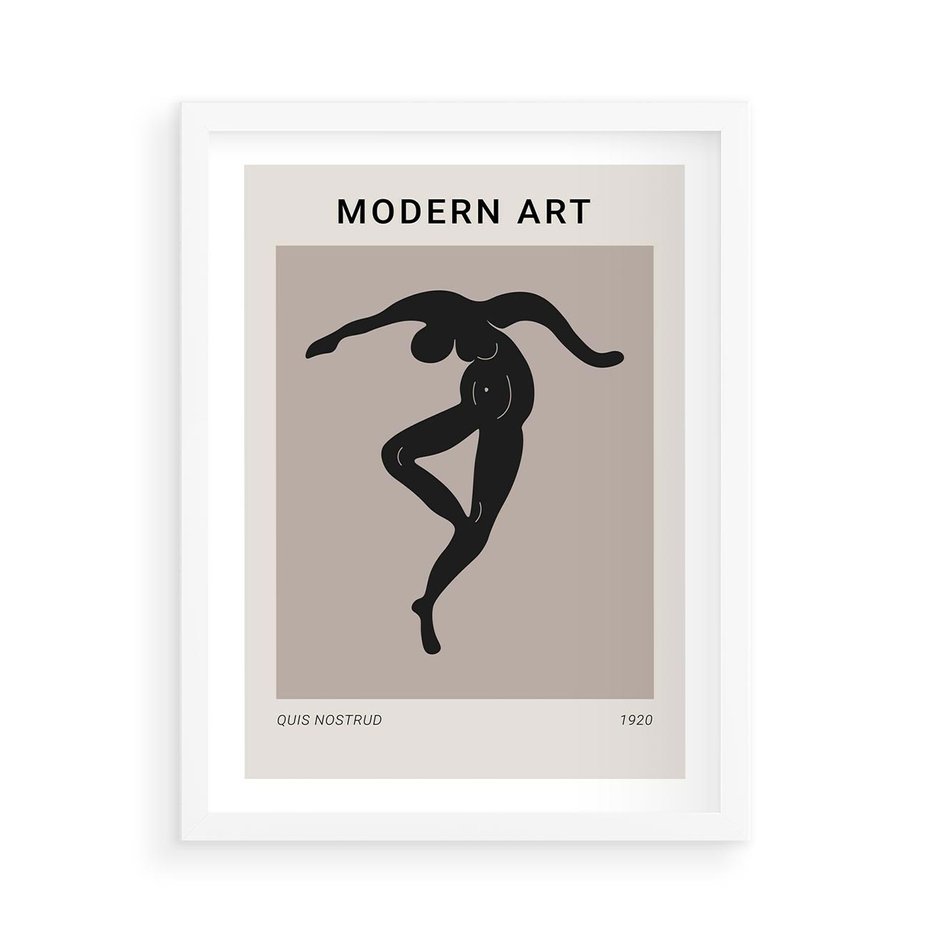 Plakat w ramie 50x70 - Modernistyczna Wizja - plakat modern, czarna postać - rama biała