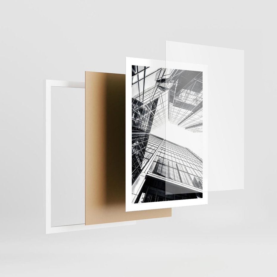 Plakat w ramie 50x70 - Wznoszący się Wysoko - architektura, wysoki wieżowiec - rama biała
