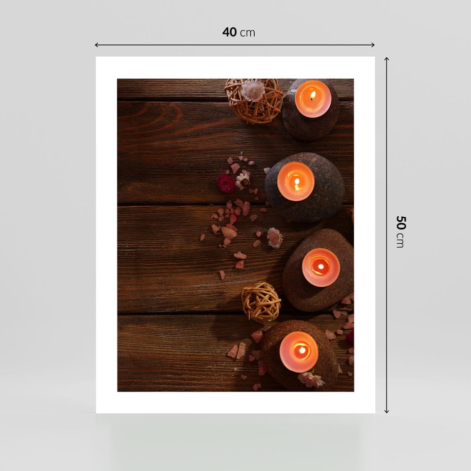 Plakat bez ramy 40x50 - Relaksujące spa z pochodniami - spa, świece