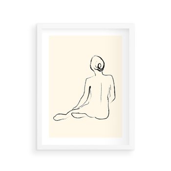 Plakat w ramie 30x40 - Akt w Minimalizmie - kobieta akt, minimalizm - rama biała