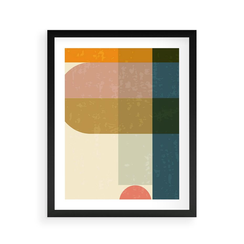 Plakat w ramie 40x50 - Geometryczna Grafika na Plakacie - geometryczna nowoczesna grafika, minimalizm - rama czarna