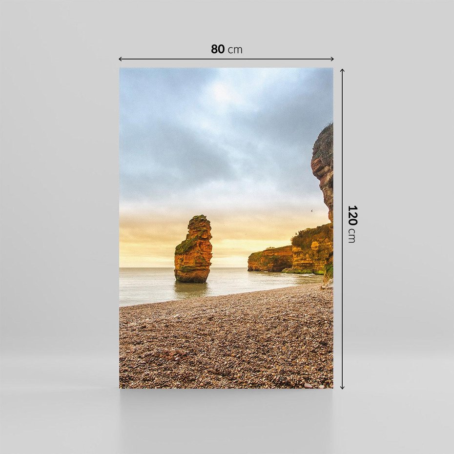 Obraz na płótnie 80x120 - Plaża Morza z Skałami - plaża, morze