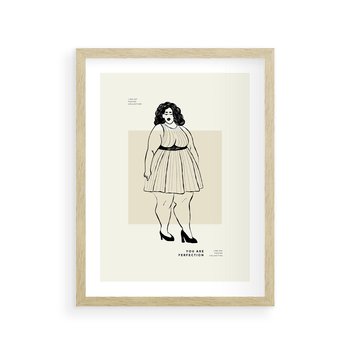 Plakat w ramie 50x70 - Ekspresja Wewnętrznych Emocji - kobieta, samoakceptacja - rama drewno