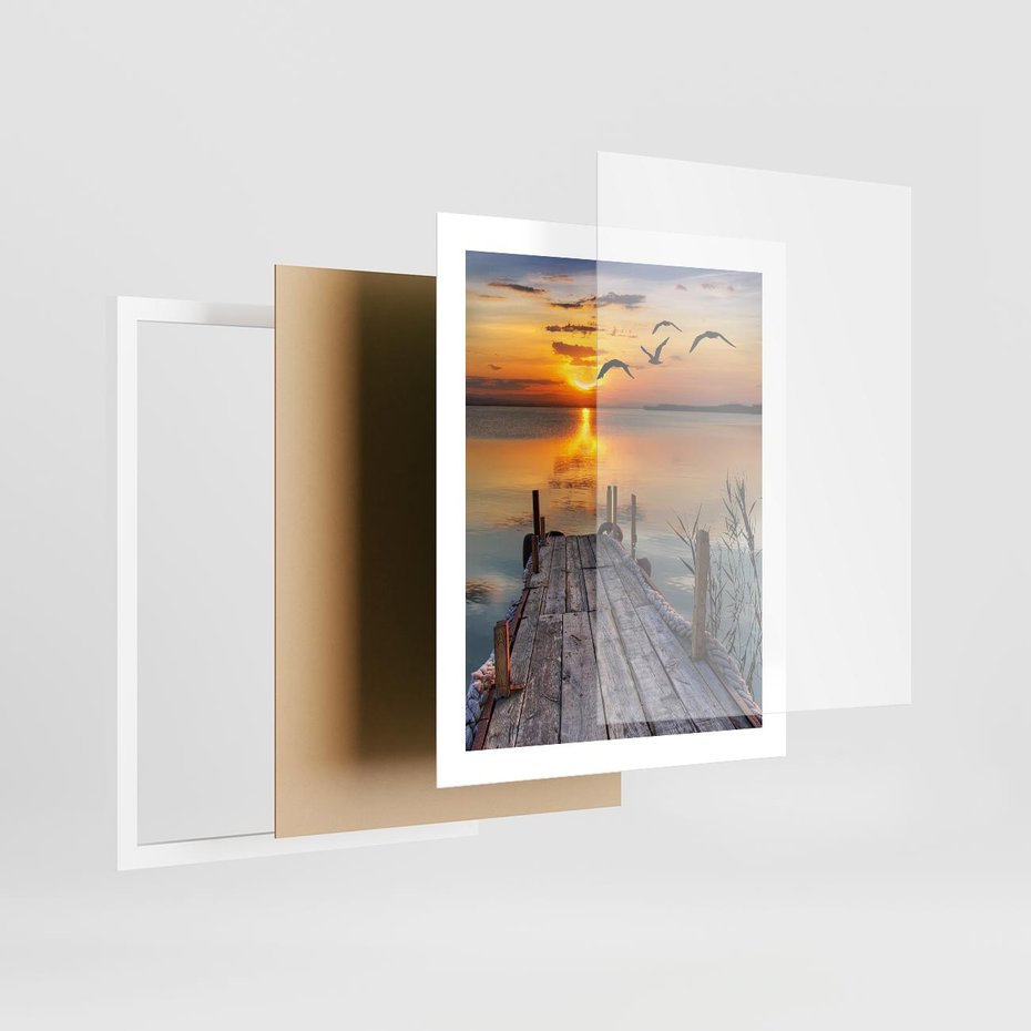 Plakat w ramie 40x50 - Magia zachodu słońca - zachód, słońca - rama biała