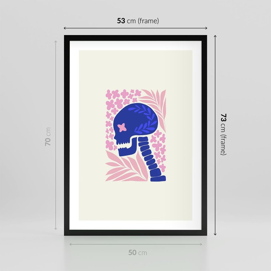 Plakat w ramie 50x70 - Żart z Czaszką - abstrakcja, sztuka nowoczesna - rama czarna