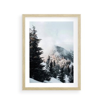 Plakat w ramie 40x50 - Góry, Las i Śnieg na Obrazie - góry, las - rama drewno