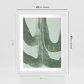 Plakat w ramie 40x50 - Nurtująca Kompozycja Zieleni - abstrakcyjne delikatne zielone linie, podobne do gałęzi kwiatów - rama biała
